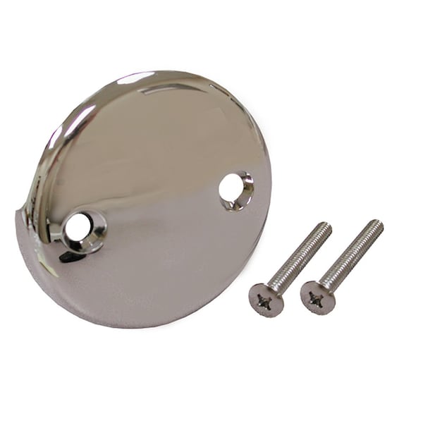 Jones Stephens Chrome Plated Two-Hole Overflow Plate with Screws T05013 - main